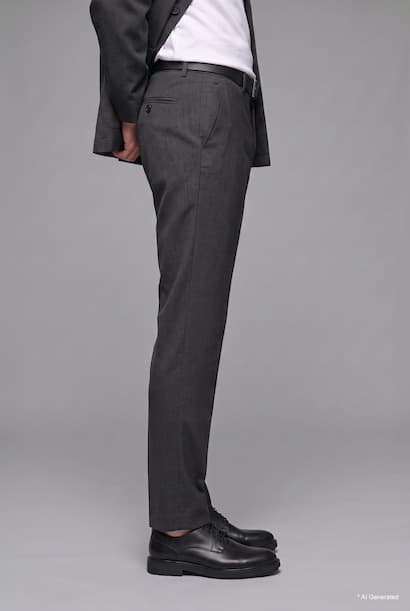 Regular Fit Classic with Pockets Straight Leg Mid-Rise Trousers (٣)