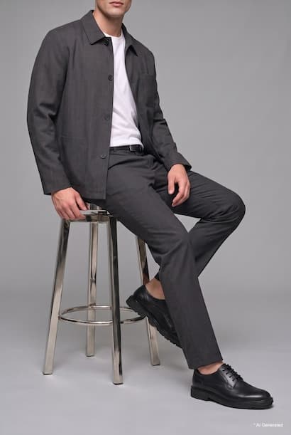 Regular Fit Classic with Pockets Straight Leg Mid-Rise Trousers (٤)