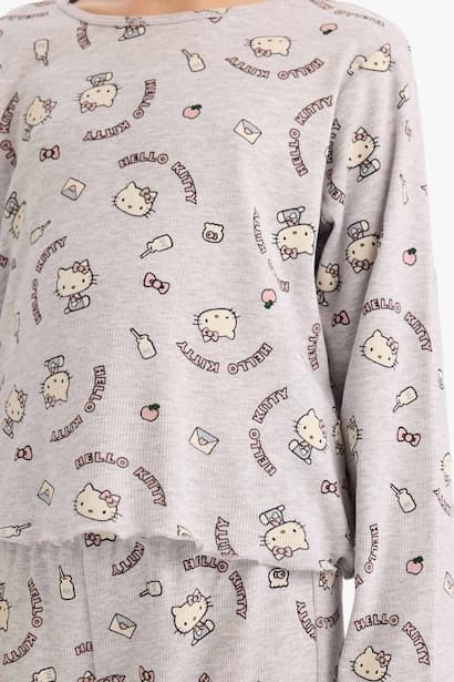 Girl Hello Kitty Ribbed Camisole 2 Piece Pyjamas Set Homewear (٤)
