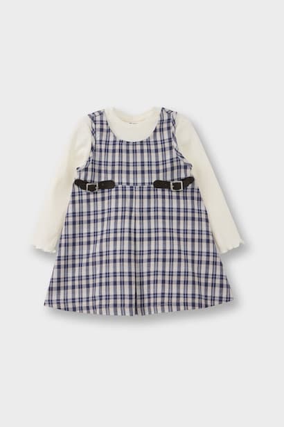Girl T-Shirt Plaid Dress 2 Piece Set
