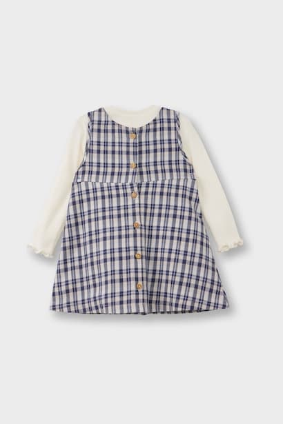 Girl T-Shirt Plaid Dress 2 Piece Set (٤)