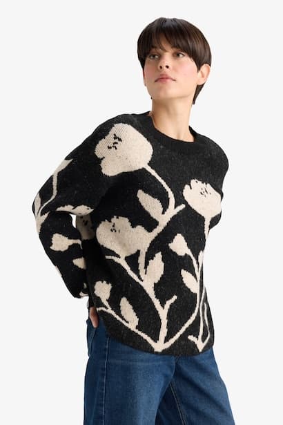 Oversize Fit Crew Neck Knitwear Pullover (٣)