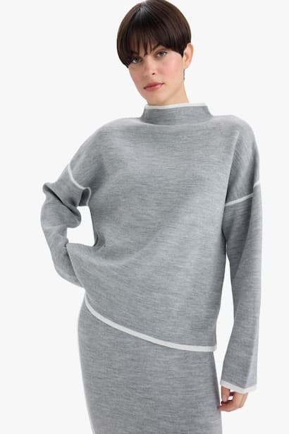 Oversize Fit Half Turtleneck Knitwear Pullover (٤)