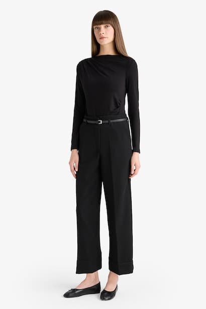 Normal Waist Wide Leg Trousers (٣)