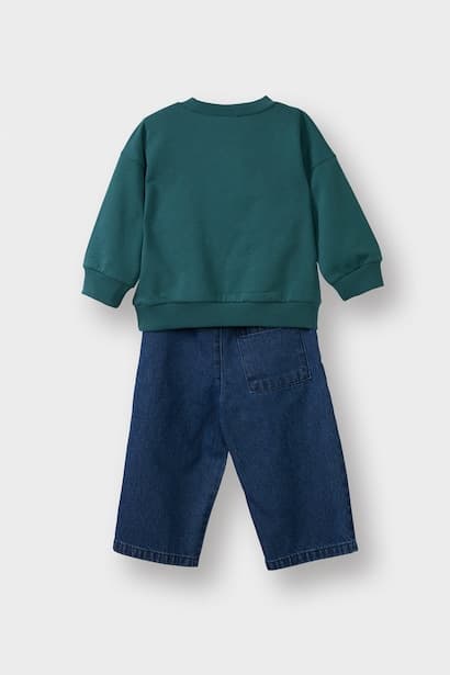 Baby Boy Printed Sweatshirt Jeans 2 Piece Set (٤)
