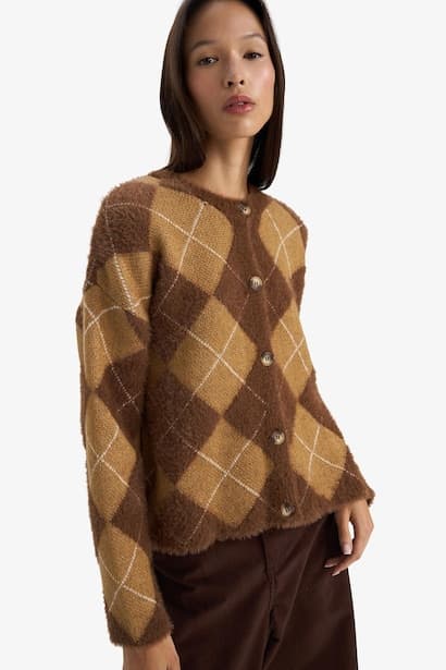 Regular Fit Crew Neck Knitwear Cardigan