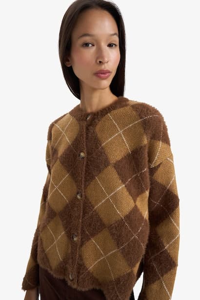 Regular Fit Crew Neck Knitwear Cardigan (٣)