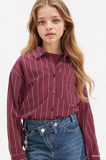 Girl Regular Fit Long Sleeve Shirt and T-shirt