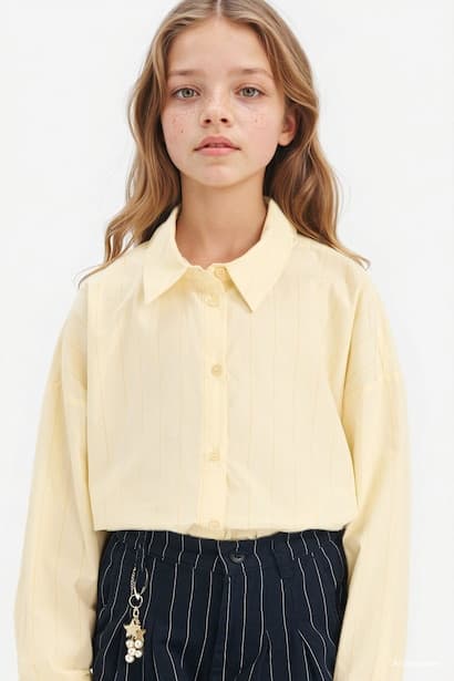 Girl Poplin Long Sleeve Shirt (٤)