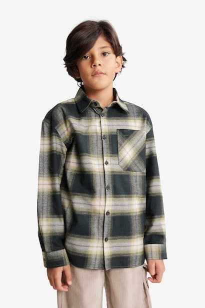 Boy Oversize Plaid Long Sleeve Shirt