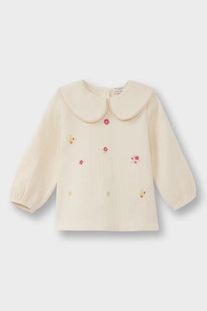 Baby Girl Peter Pan Collar Floral Muslin Blouse