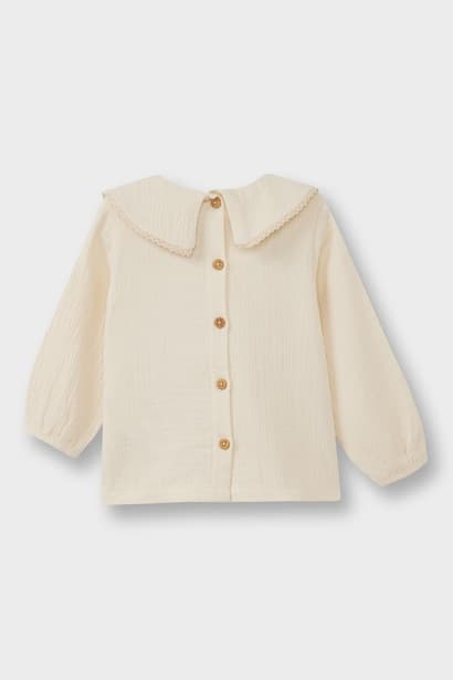 Baby Girl Peter Pan Collar Floral Muslin Blouse (3)
