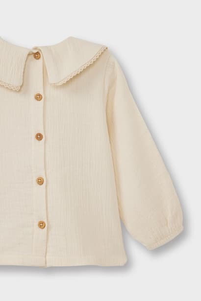 Baby Girl Peter Pan Collar Floral Muslin Blouse (4)