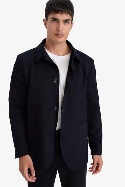 Regular Fit Polo Collar Blazer (3)