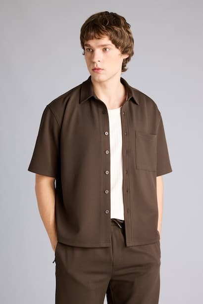 Stretch Fabric Boxy Fit Shirt (٣)