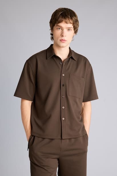 Stretch Fabric Boxy Fit Shirt (٤)