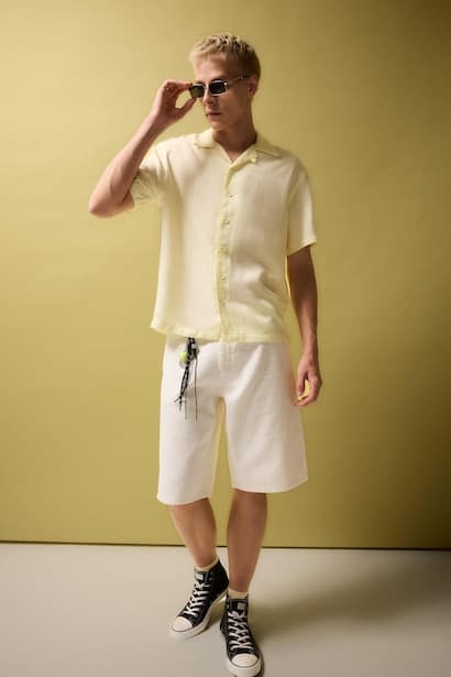Soft Textured Baggy Fit Bermuda Shorts