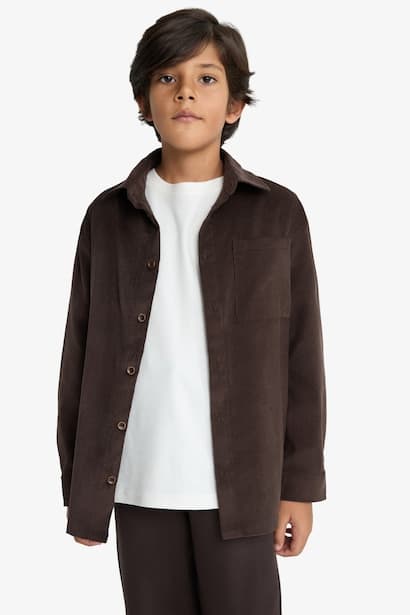 Boy Regular Fit Corduroy Long Sleeve Shirt (3)