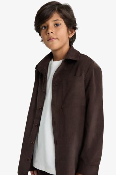 Boy Regular Fit Corduroy Long Sleeve Shirt (4)