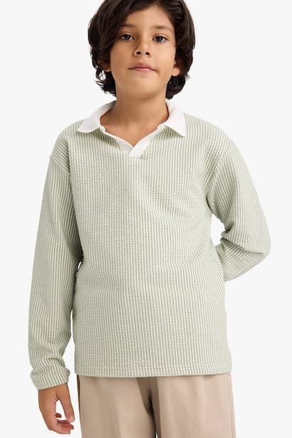 Boy Polo Neck Long Sleeve T-Shirt