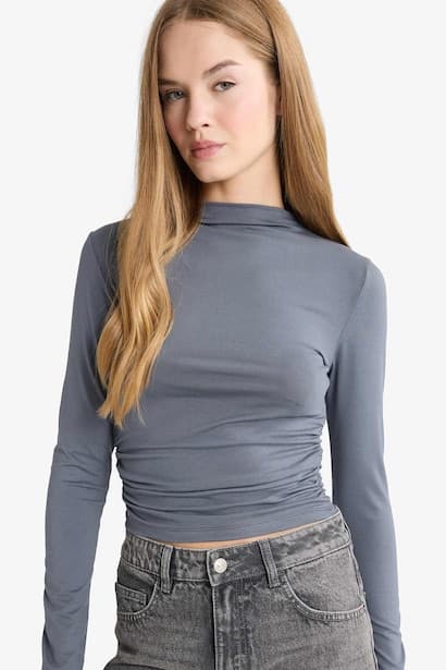 Slim Fit One Shoulder Long Sleeve T-Shirt