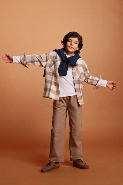 Boy Plaid Shirt and Pants 2 Piece Set