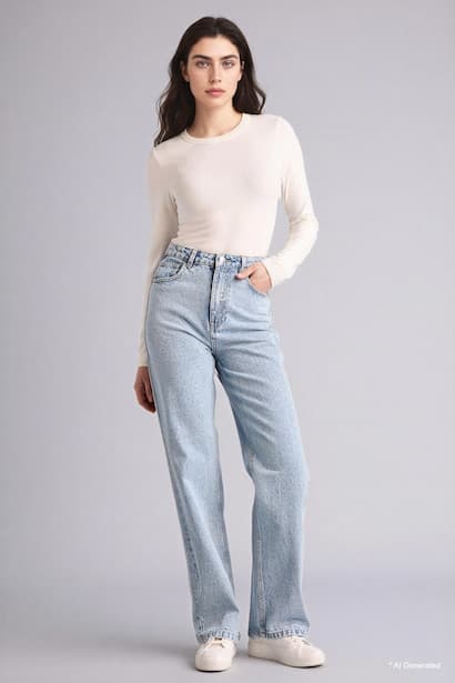 Straight Leg High Waist Large Jeans
