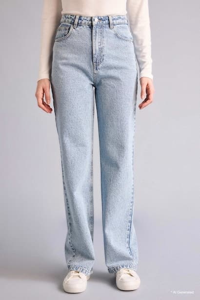 Straight Leg High Waist Large Jeans (3)