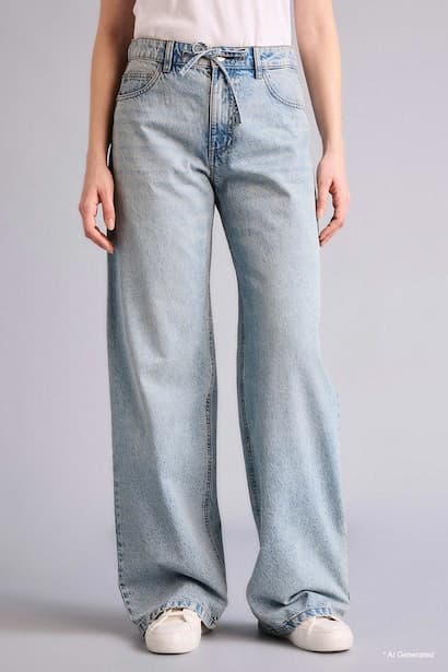 100% Cotton Low Rise Wide Straight Leg Jeans (3)