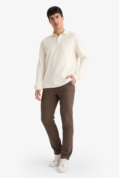 Regular Fit Pocketed Straight Leg Trousers