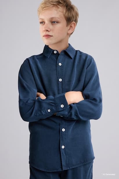 Boy Button-Front Long Sleeve Shirt