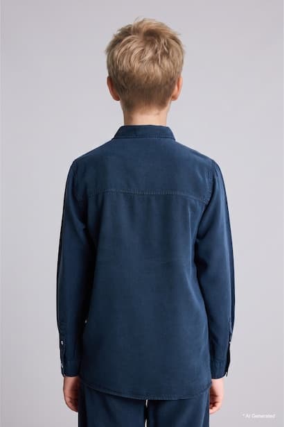 Boy Button-Front Long Sleeve Shirt (4)