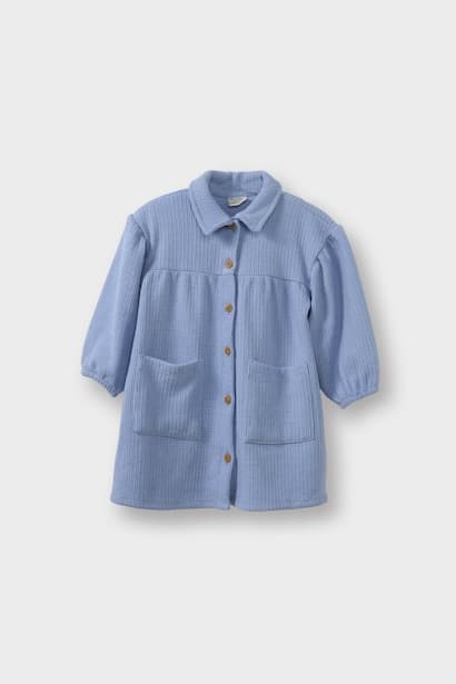 Girl Shirt Collar Long Sleeve Dress