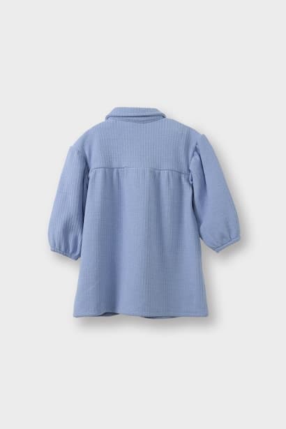 Girl Shirt Collar Long Sleeve Dress (3)