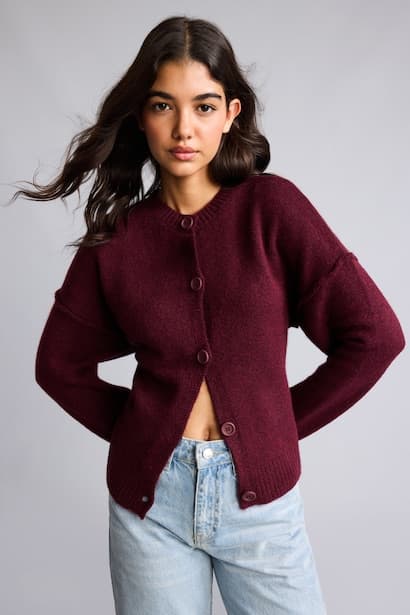 Regular Fit Button-Up Crew Neck Cardigan (3)