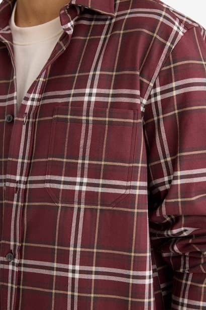 Regular Fit Polo Collar Flannel Long Sleeve Shirt (4)