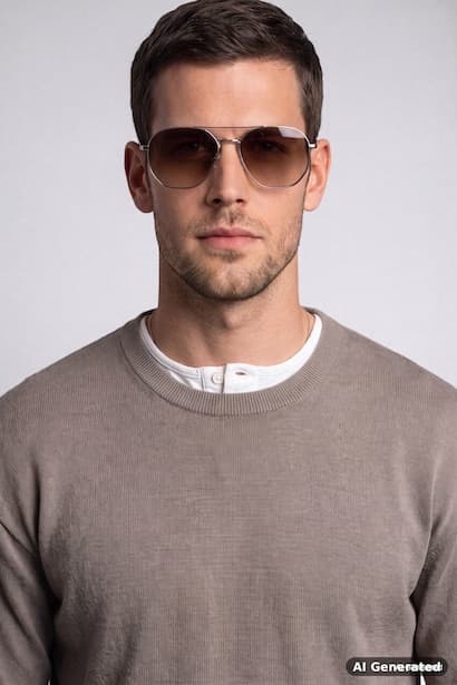 Man Round Metal Sunglasses