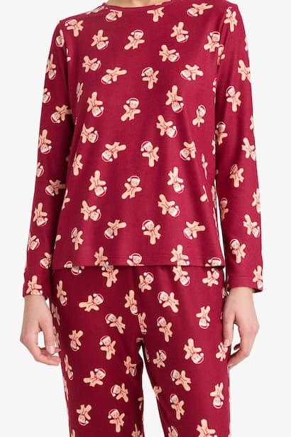 Regular Fit Patterned Top Bottoms 2 Piece Pyjamas Set Homewear Set (٣)