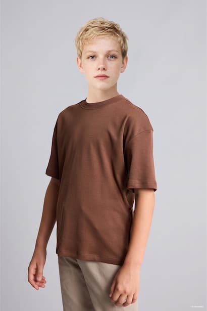 Boy 100% Cotton Oversize Basic T-Shirt (٣)