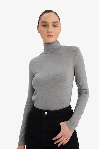 Slim Fit Ribana Long Sleeve T-Shirt (٣)