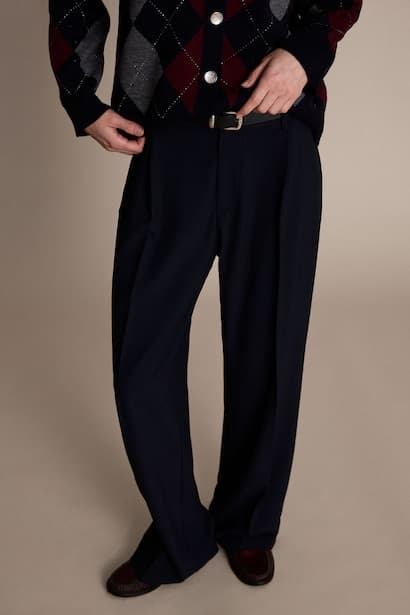 Wide Leg High Waist Straight Leg Trousers (٣)