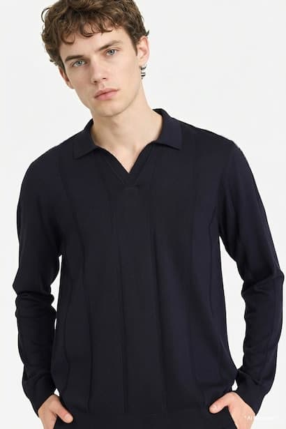 Standard Fit Polo Collar Knitwear Pullover