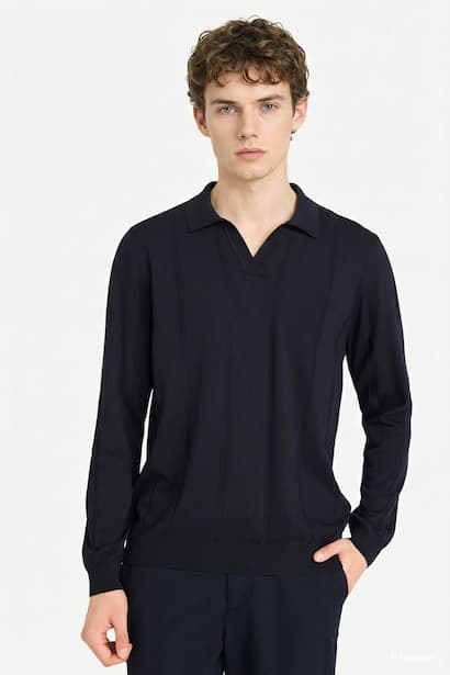Standard Fit Polo Collar Knitwear Pullover (٣)
