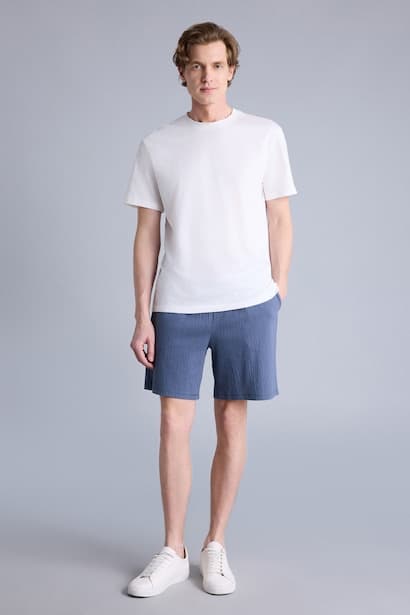 Regular Fit Elastic Waist Knee Length Mint Blue Shorts