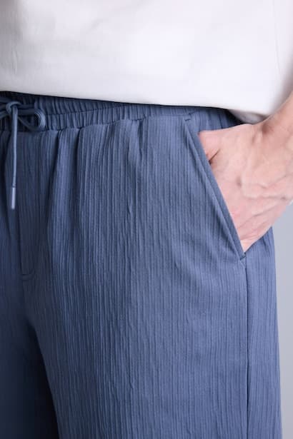 Regular Fit Elastic Waist Knee Length Mint Blue Shorts (4)