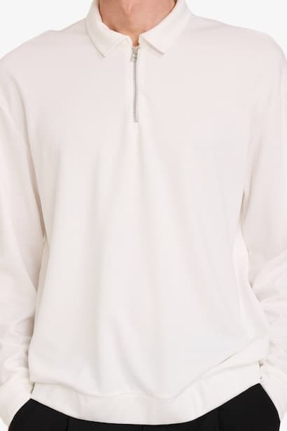 Regular Fit Long Sleeve Polo Collar Sweatshirt (4)