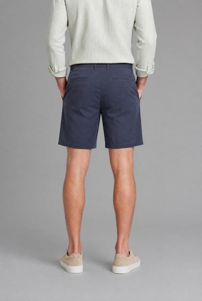 Navy Blended Linen Shorts (3)