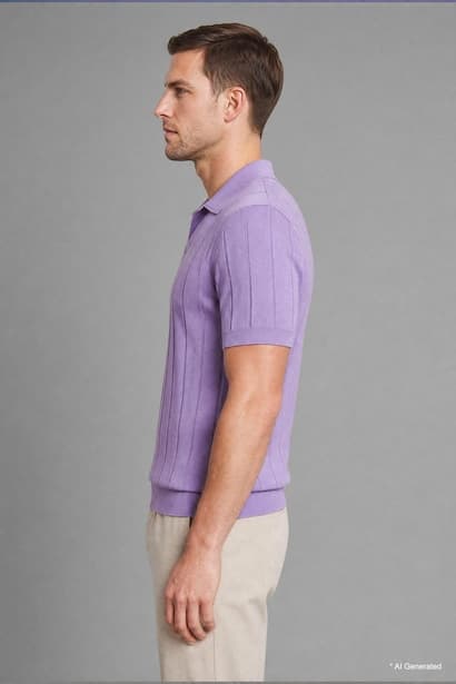 Standard Fit Knitwear Short Sleeve Polo T-Shirt (4)