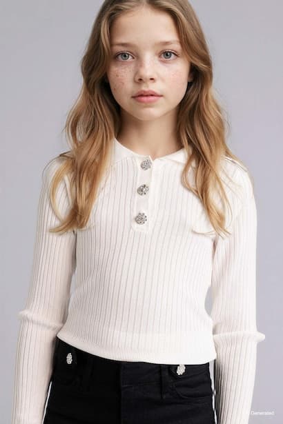 Girl Regular Fit V-Neck Pullover
