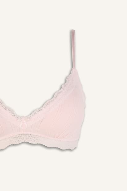 100% Cotton Non Wired Lace Detail Removable Pads Bra (3)
